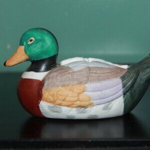 Vintage Ceramic Mallard Duck Tape Dispenser and Pen Holder Decor J.S.N.Y. Taiwan